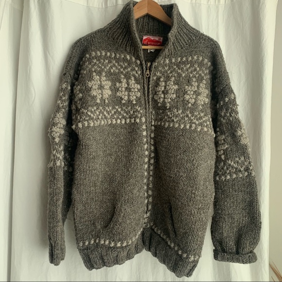 Vintage Cowichan wool sweater - size L - Picture 3 of 5